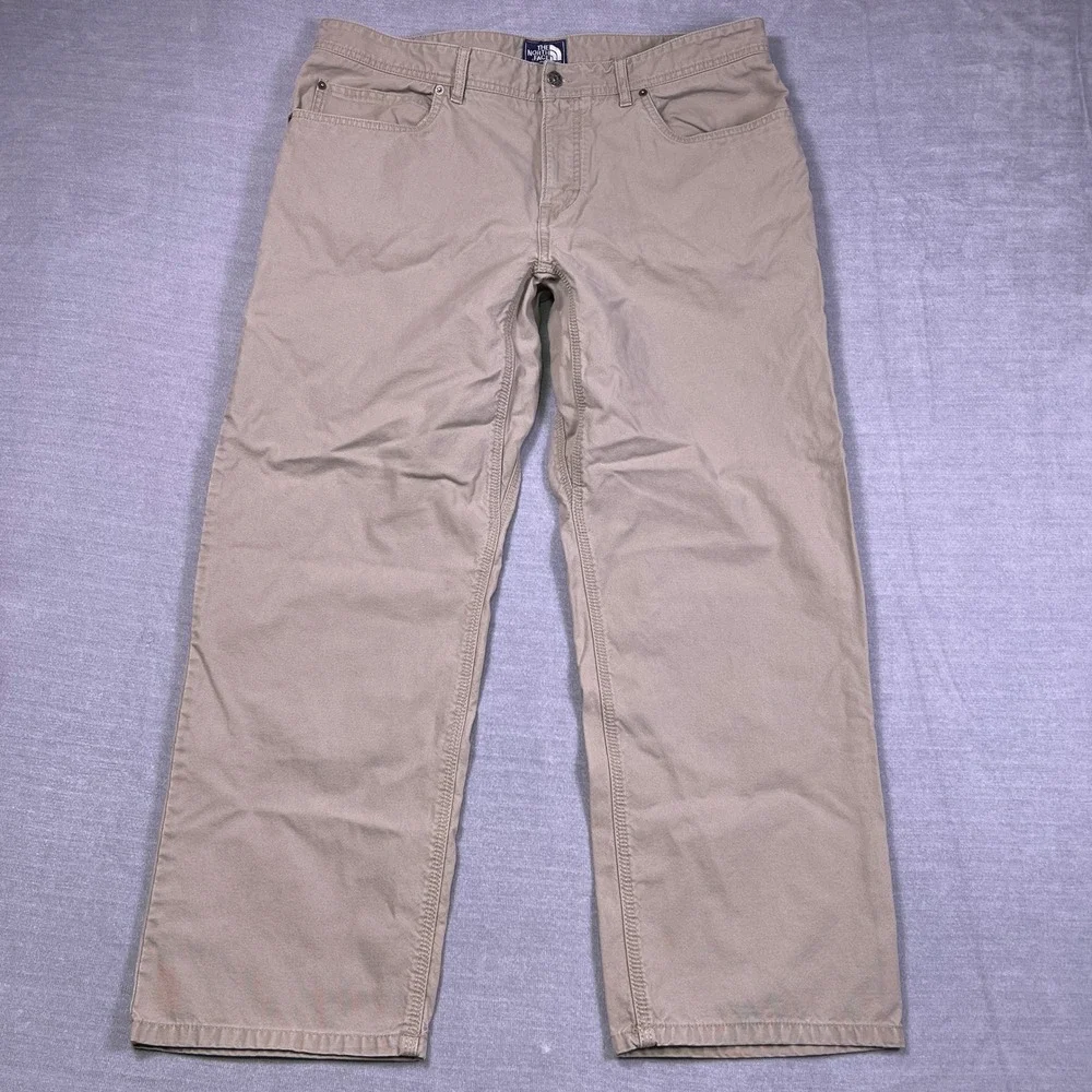 The North Face Straight Fit Mid Rise Chino Pants Mens 40 Short Tan Cotton Nylon